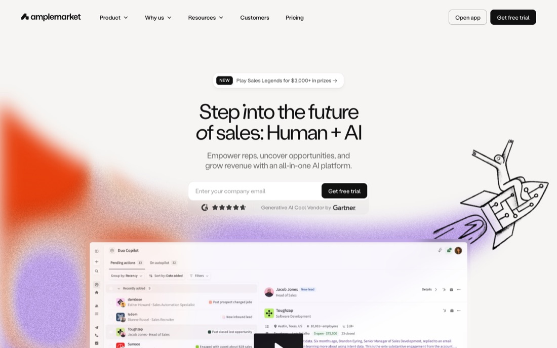 Archived public vendor-page capture for Amplemarket; verify the current page