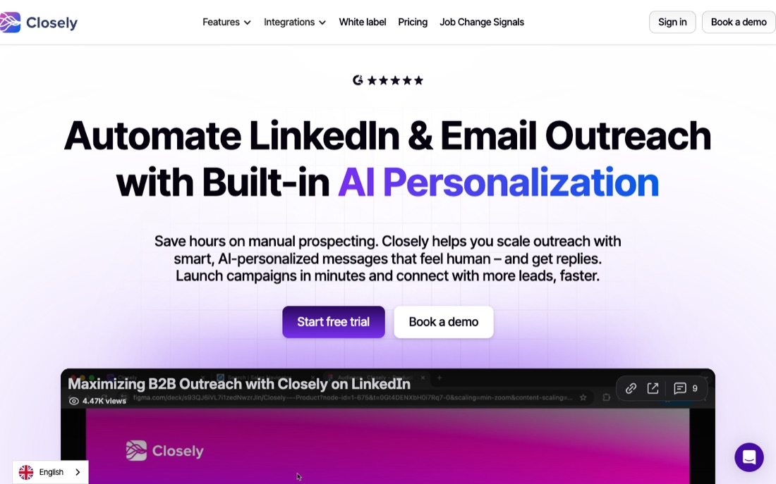 Closely homepage