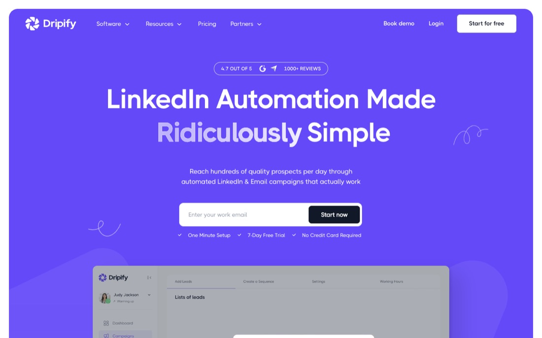 Dripify homepage