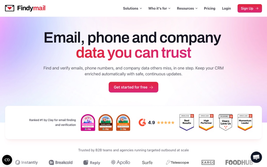 Findymail homepage