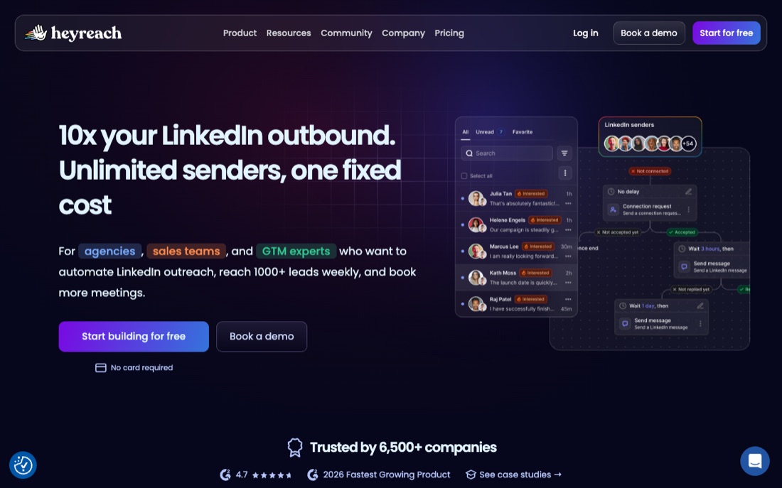 HeyReach homepage