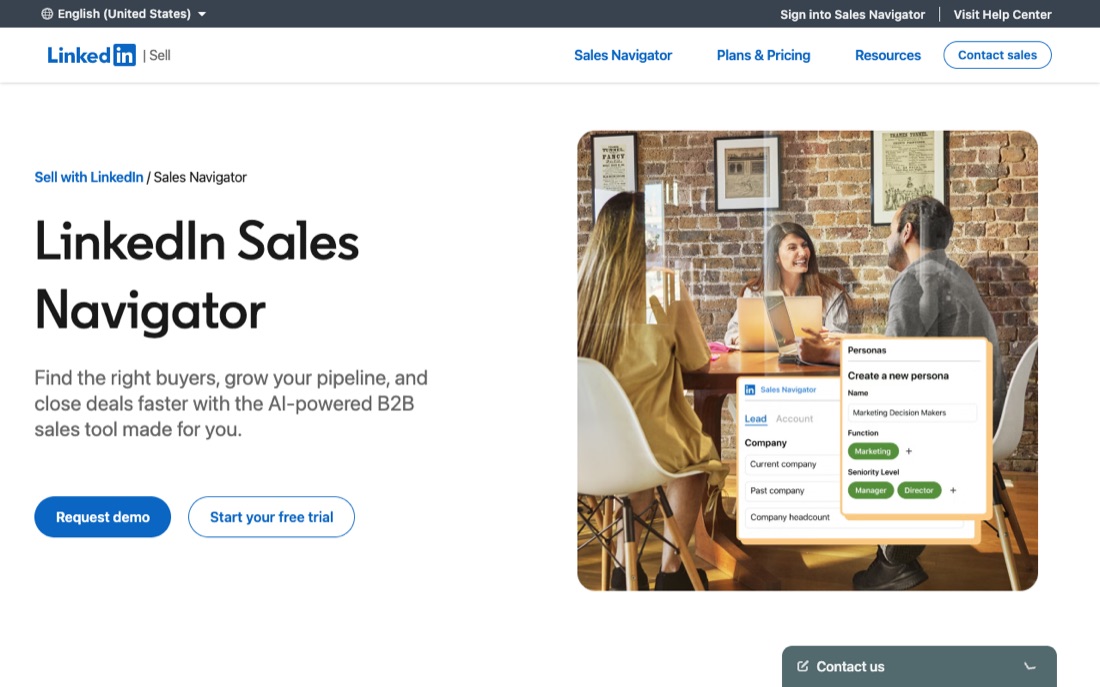 LinkedIn Sales Navigator homepage