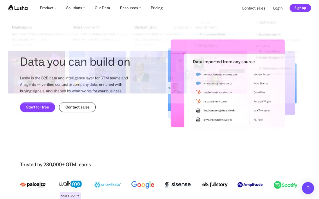 Lusha homepage