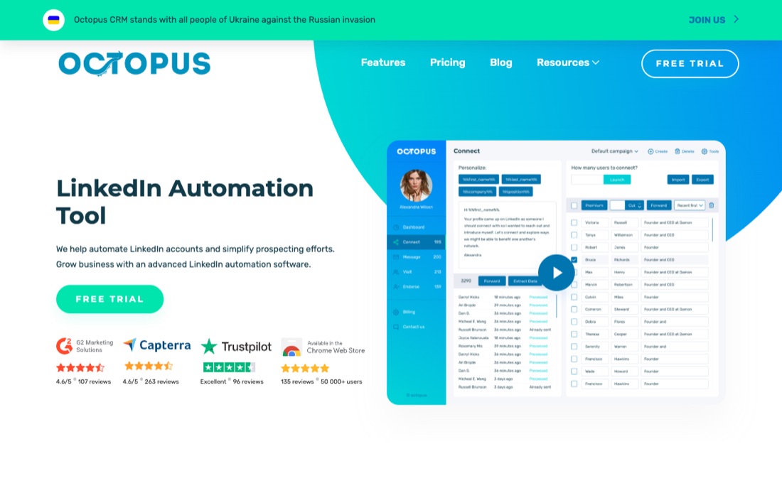 Octopus CRM homepage