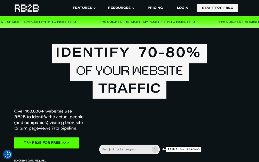 RB2B homepage