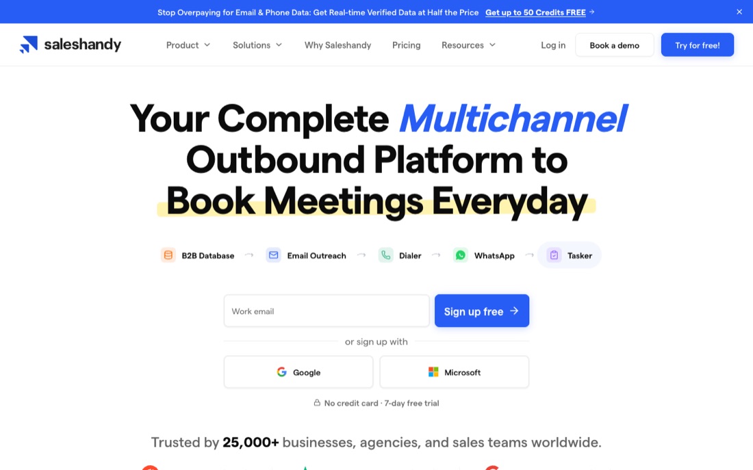 Saleshandy homepage