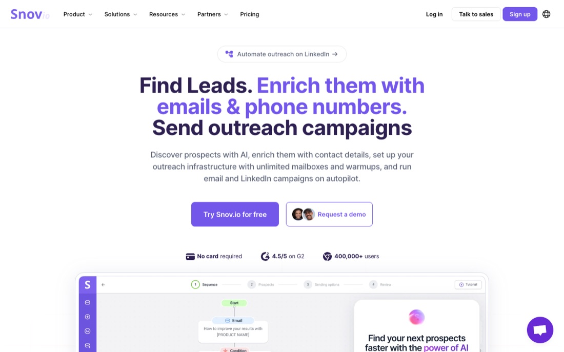 Snov.io homepage