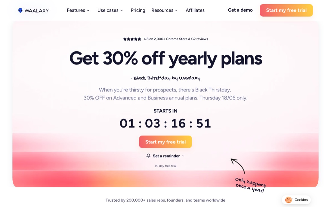Waalaxy homepage